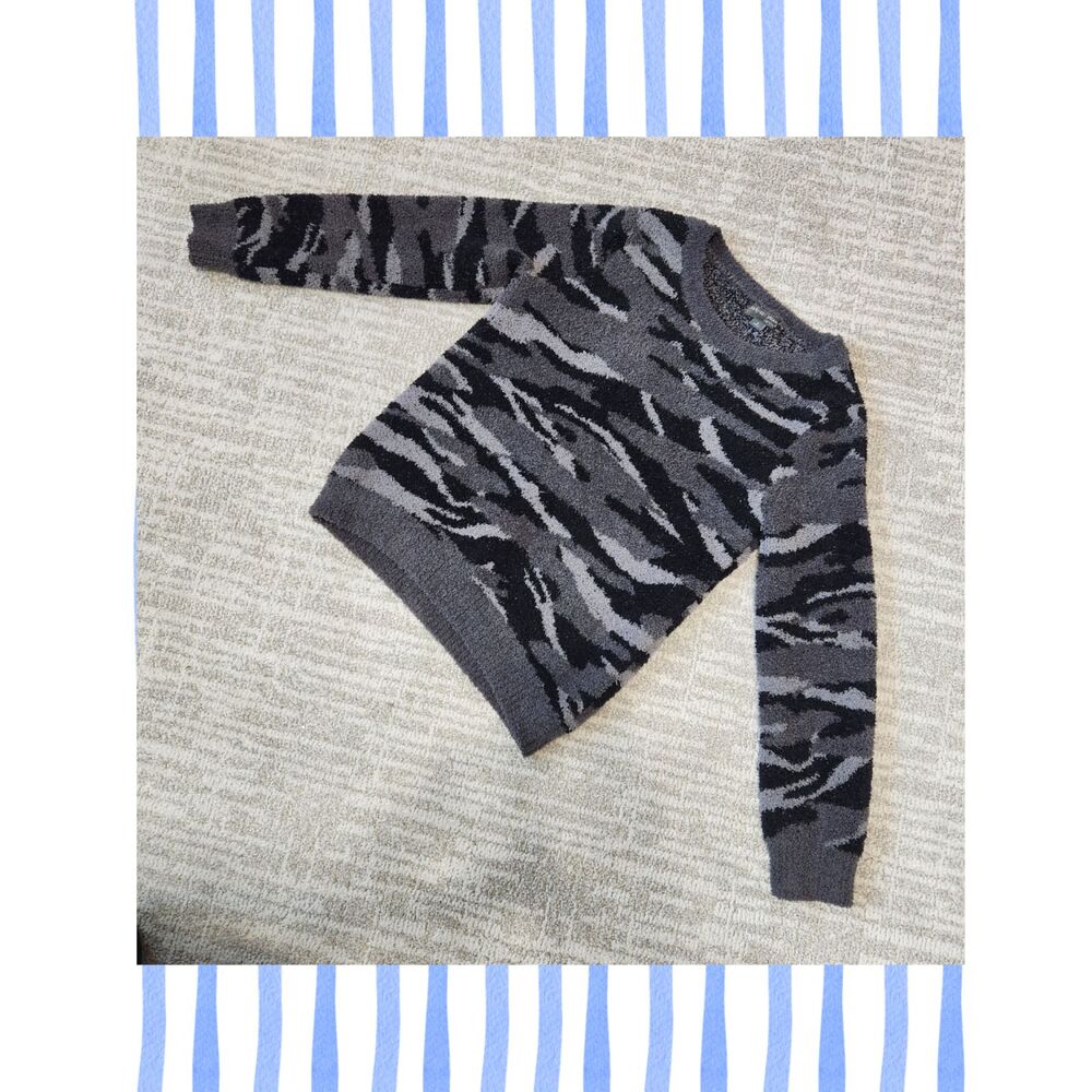 Barefoot Dreams Cozychic Seaside Crew-Neck Pullover Carbon Camo black size S
